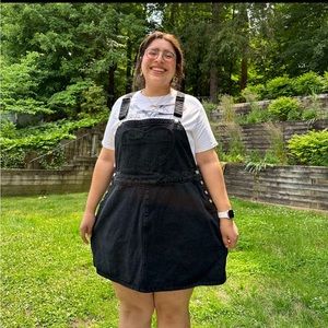 Shiny by Nature overall black heart pocket dress. Like new.
Orig $85.